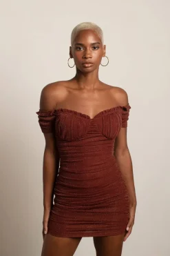 Tobi Stay Around Metallic Bustier Mini Dress -