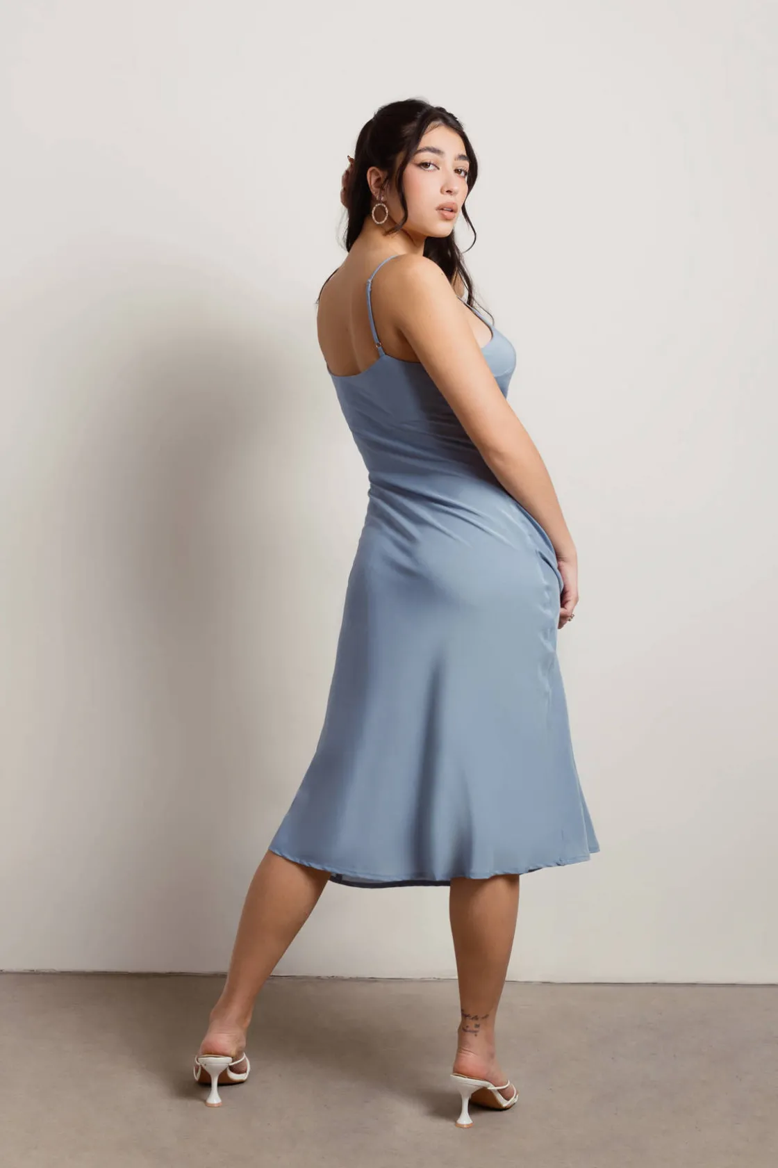 Tobi Stay With Me Stone Blue Midi Dress