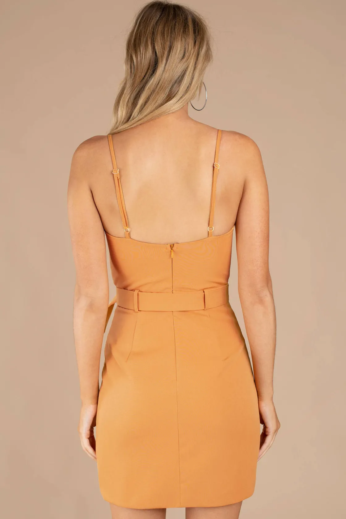Tobi Stella Belted Surplice Mini Dress - Yellow