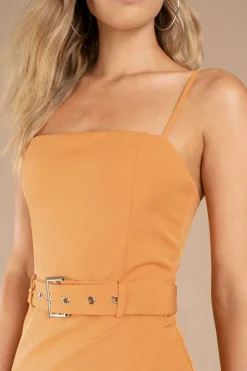 Tobi Stella Belted Surplice Mini Dress - Yellow