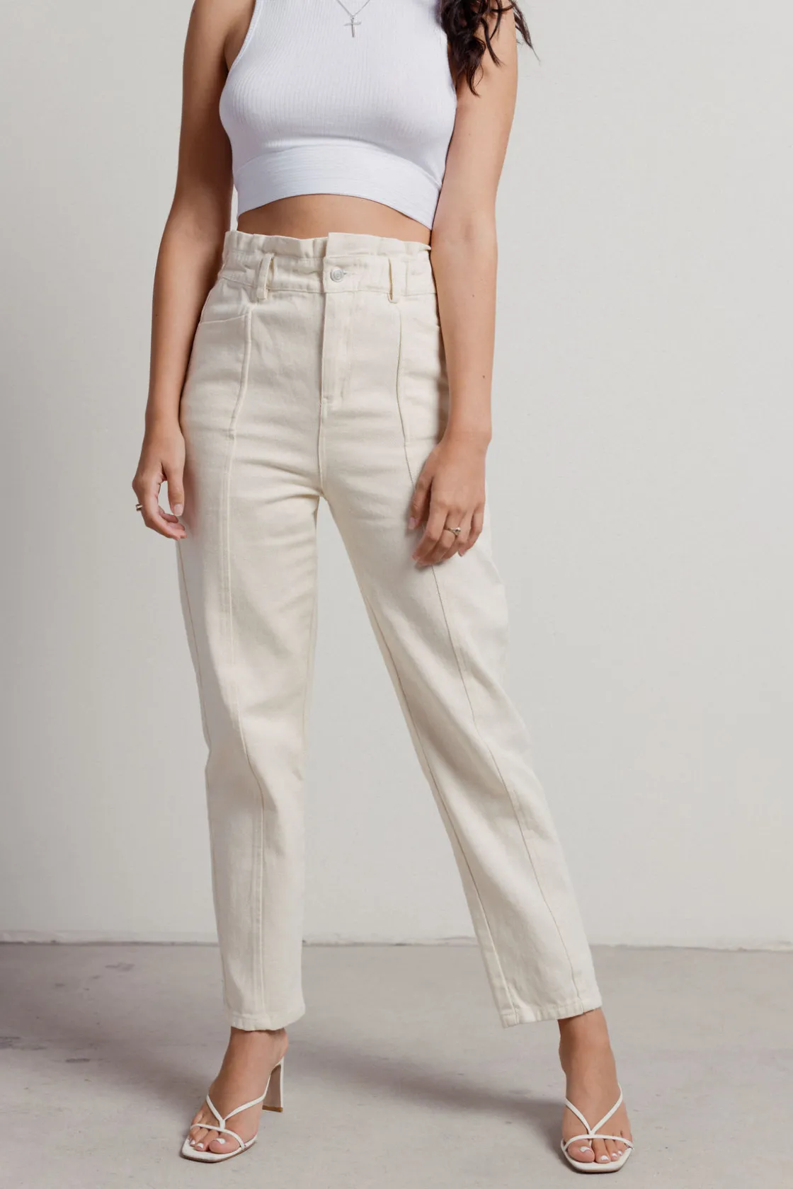 Tobi Stella Paperbag Pants - Ecru