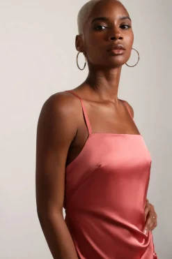 Tobi Stellar Satin High Slit Maxi Dress - Sage