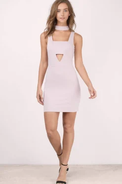 Tobi Step By Step Choker Bodycon Mini Dress - Mauve