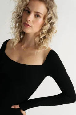 Tobi Still Here Ribbed Long Sleeve Bodycon Mini Dress