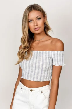 Tobi Straight To You Crop Top - Blue Multi