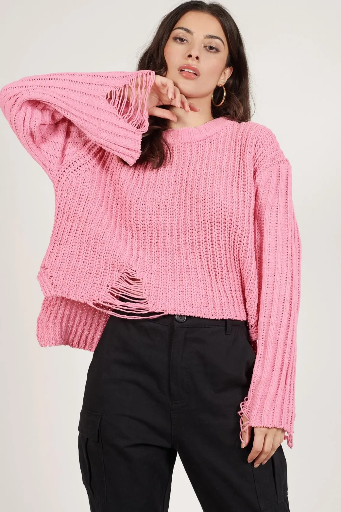 Tobi Sugar Coated Distressed Sweater -