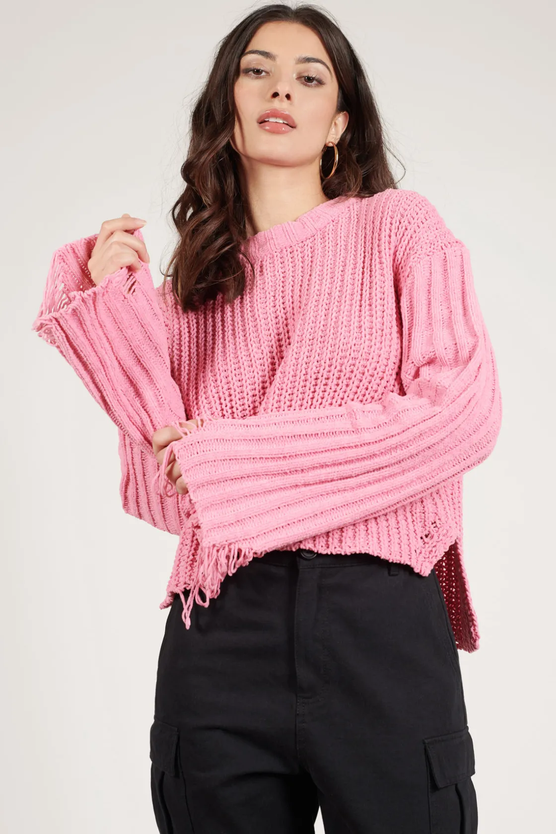 Tobi Sugar Coated Distressed Sweater -