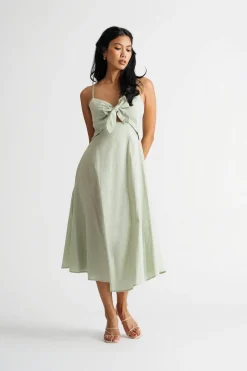 Tobi Sunny Rays Adjustable Front Bow Cutout Midi Dress