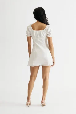 Tobi Sunny Village Swiss Dot Puff Sleeve Skater Dress