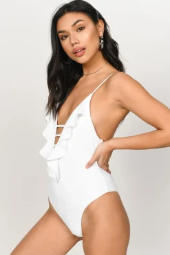 Tobi Swept Away Ruffle Monokini - Black