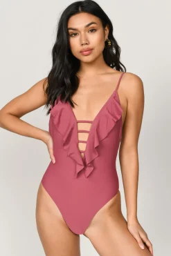 Tobi Swept Away Ruffle Monokini - Black