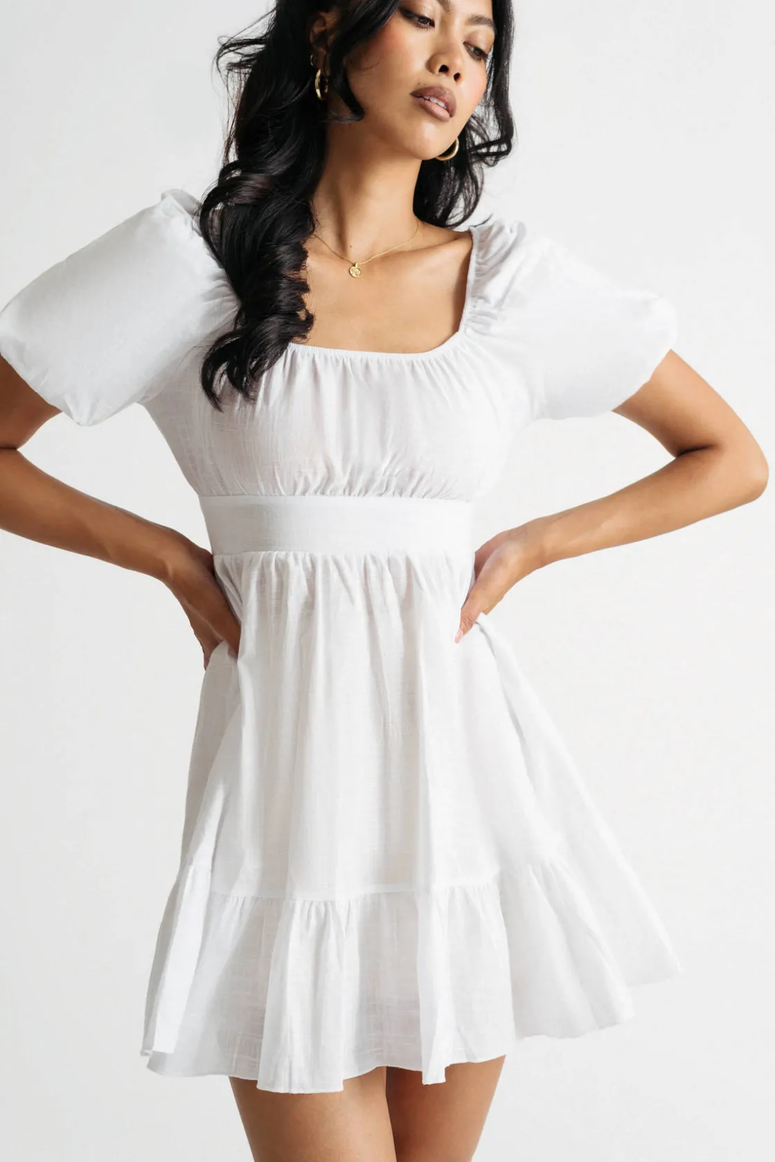 Tobi Syrah Puff Sleeve Skater Mini Dress -
