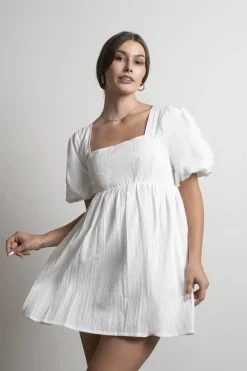 Tobi Takara Puff Sleeve Babydoll Mini Dress