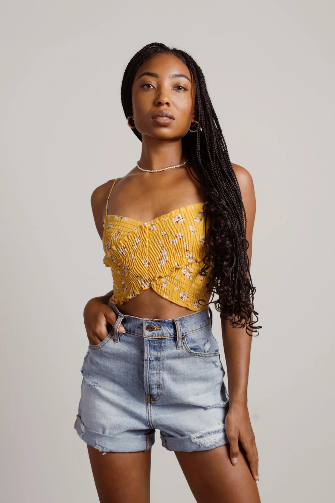 Tobi Take It Away Crop Top - Yellow