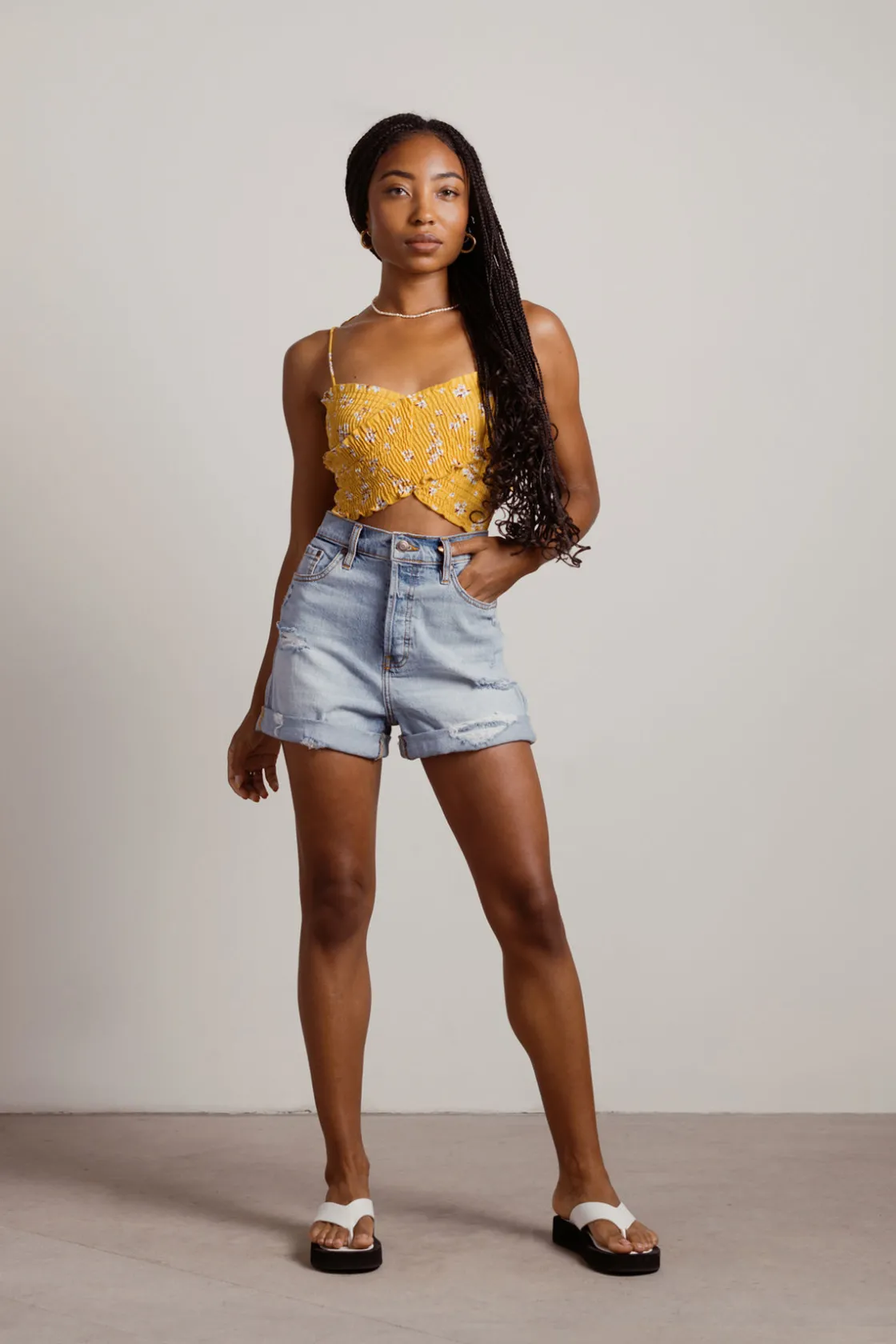 Tobi Take It Away Crop Top - Yellow