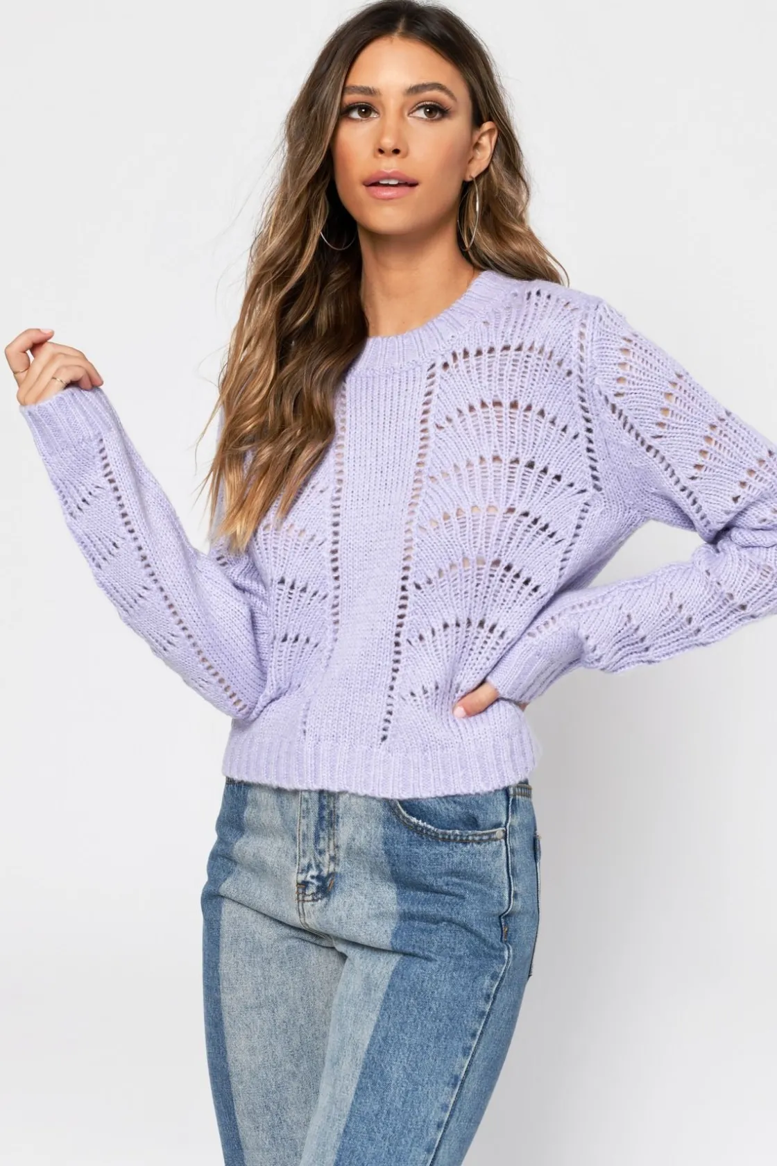 Tobi Take It Easy Knit Sweater - Lavender