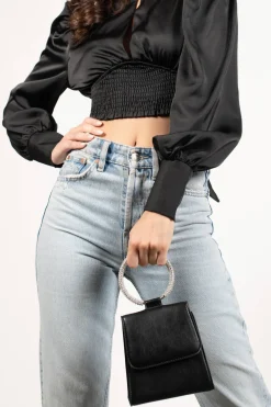 Tobi Take It With You Faux Leather Rhinestone Hand Bag