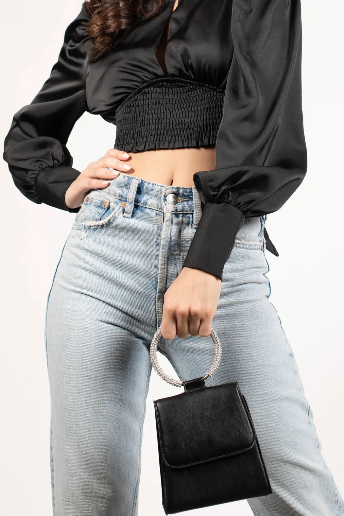 Tobi Take It With You Faux Leather Rhinestone Hand Bag