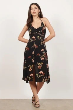 Tobi Take Me Away Floral Lace Waist Midi Dress -