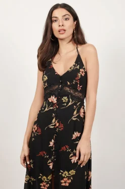 Tobi Take Me Away Floral Lace Waist Midi Dress -