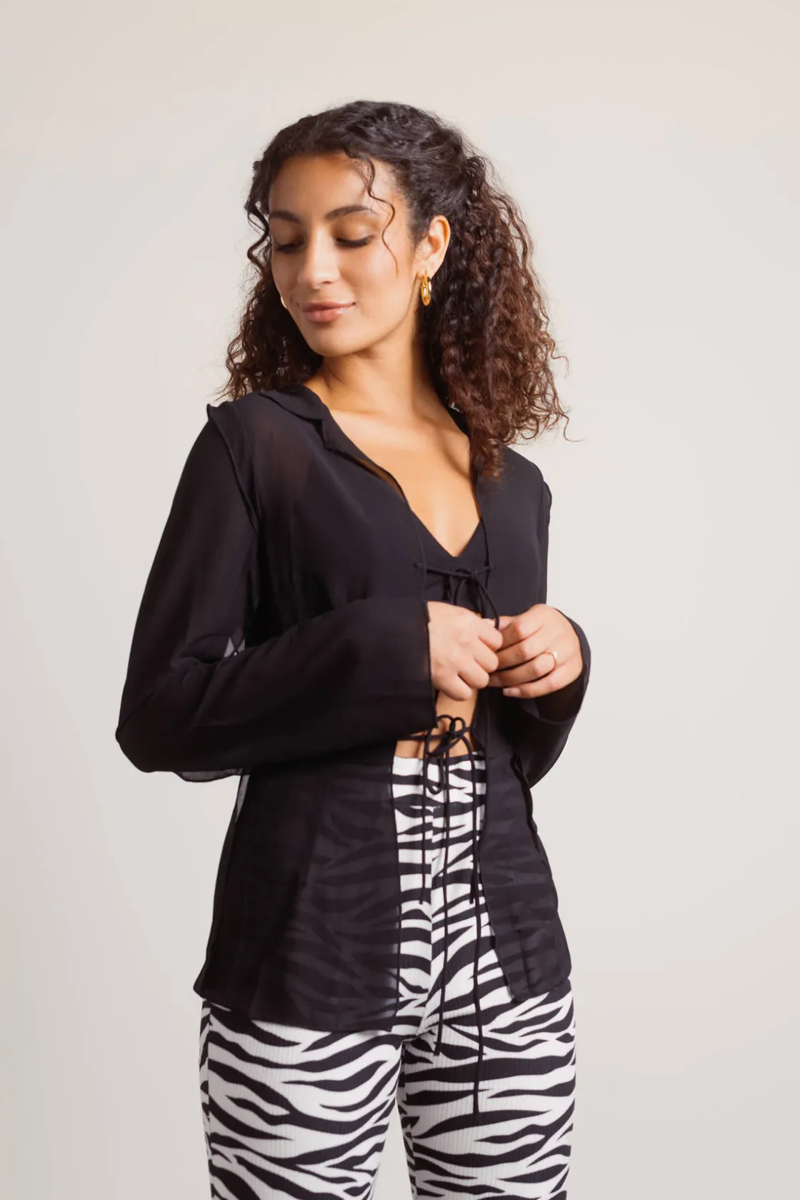 Tobi Take Me Out Open Front Blouse - White