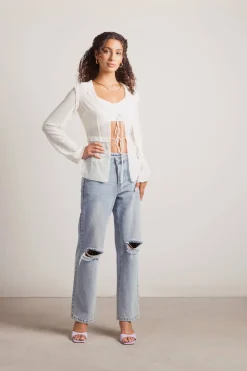 Tobi Take Me Out Open Front Blouse - White