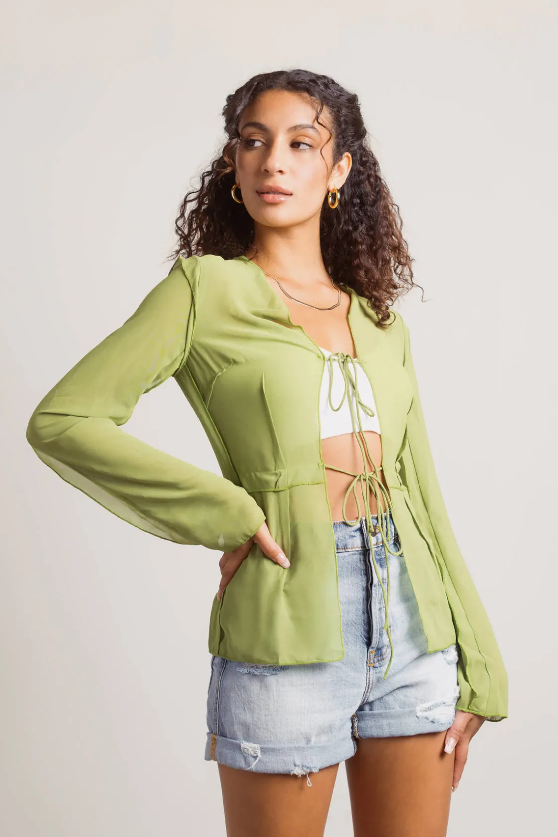 Tobi Take Me Out Open Front Blouse - White
