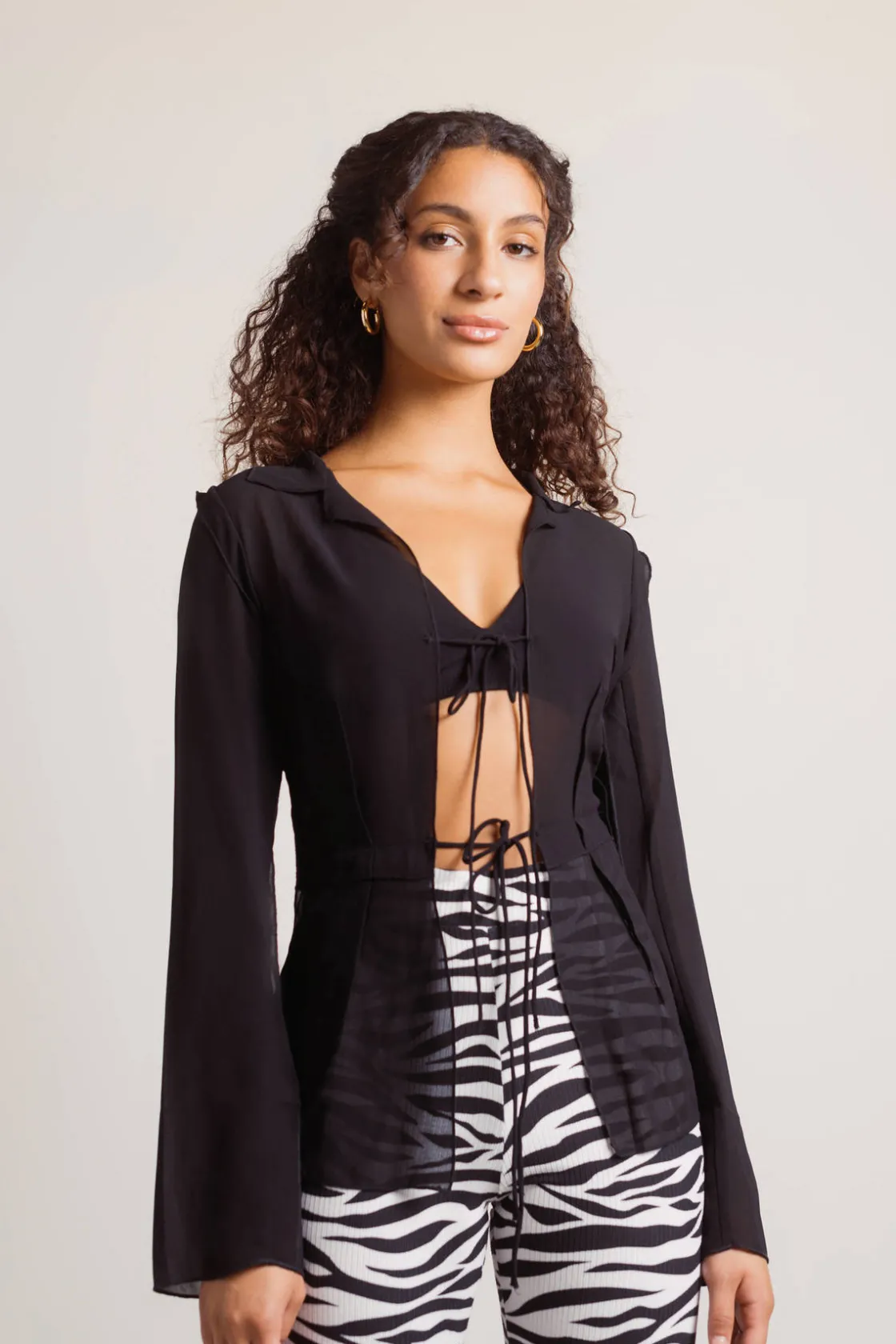 Tobi Take Me Out Open Front Blouse - White