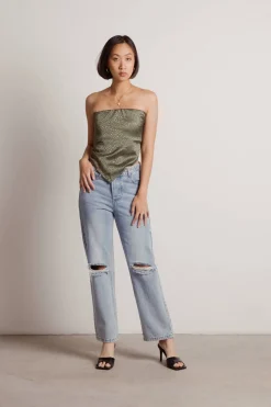 Tobi Talk About Me Tube Top - Moss