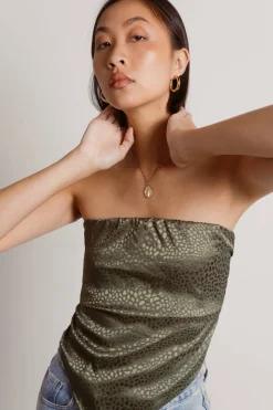Tobi Talk About Me Tube Top - Moss