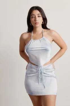 Tobi Tamara Tie Dye Crop Top And Mini Skirt Set - Grey