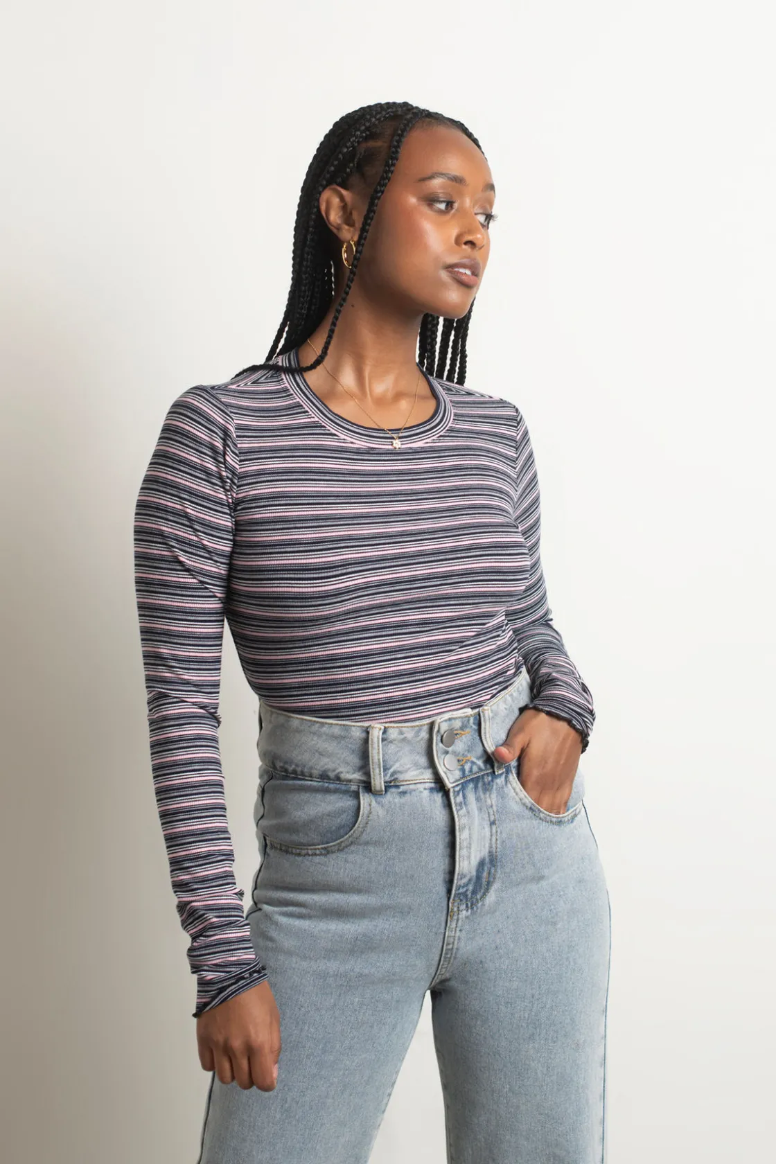 Tobi Tasha Stripe Top - White Multi