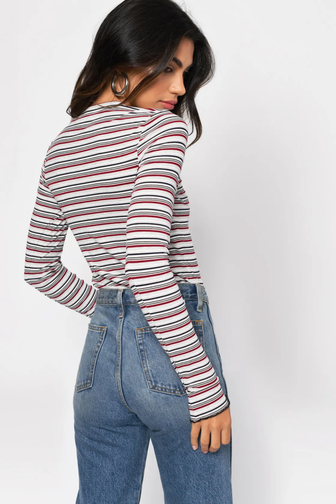 Tobi Tasha Stripe Top - White Multi
