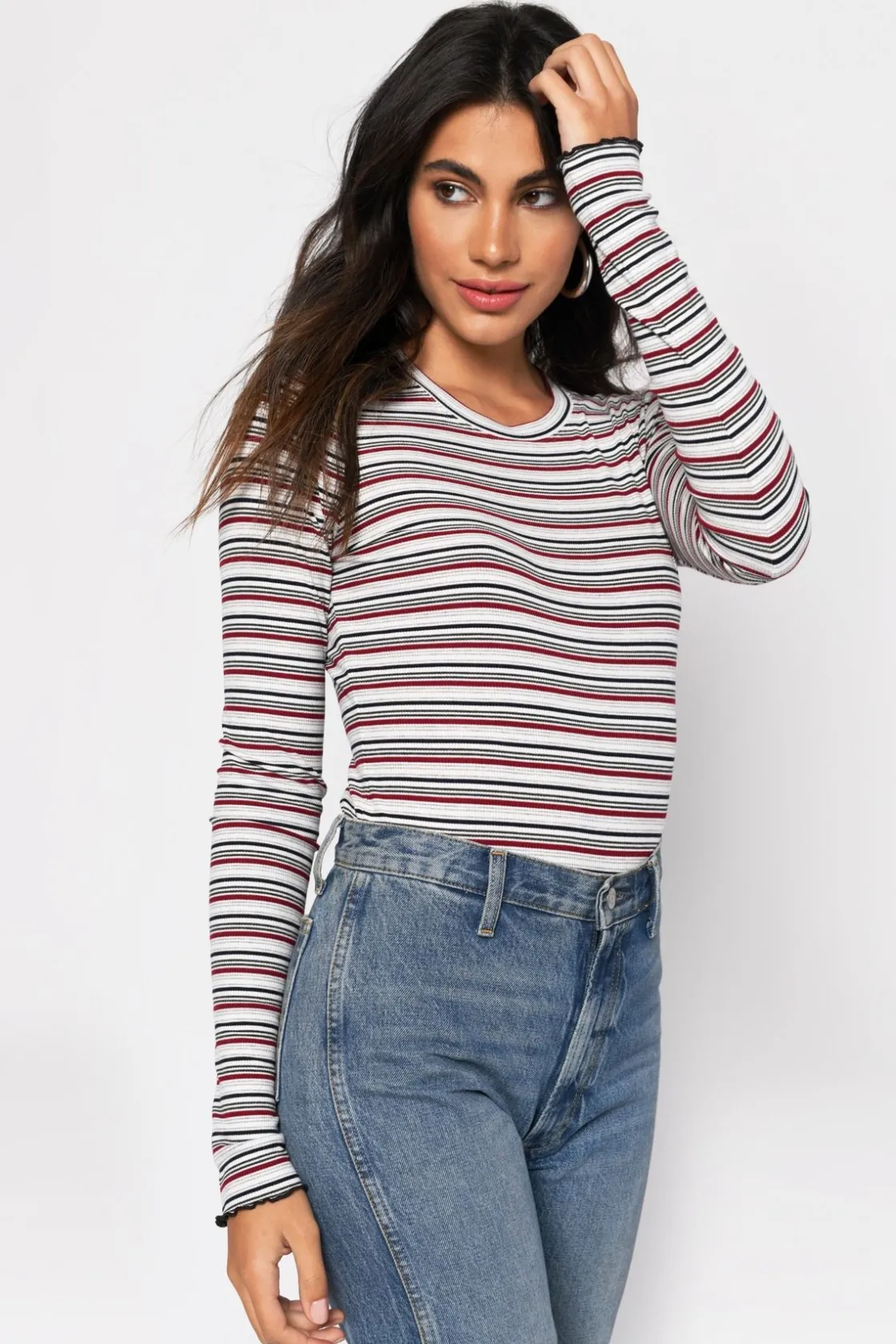 Tobi Tasha Stripe Top - White Multi