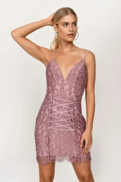 Tobi Taylor Lace Plunging Mini Dress -
