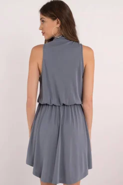 Tobi The Fifth Label Lyrical Tie Neck Drape Mini Dress -