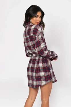 Tobi The Good Times Plaid Button Up Mini Dress -