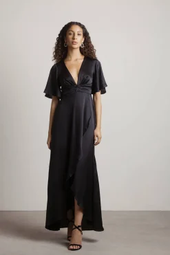 Tobi The Joy Of It Satin Surplice Maxi Dress - Emerald