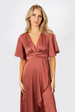 Tobi The Joy Of It Satin Surplice Maxi Dress - Emerald