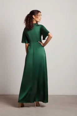 Tobi The Joy Of It Satin Surplice Maxi Dress - Emerald