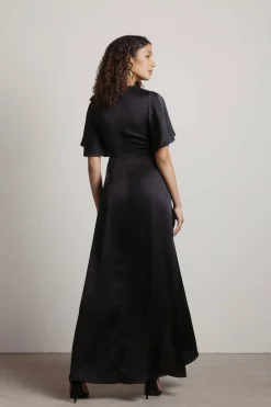 Tobi The Joy Of It Satin Surplice Maxi Dress - Emerald