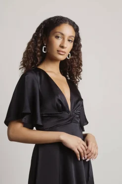 Tobi The Joy Of It Satin Surplice Maxi Dress - Emerald
