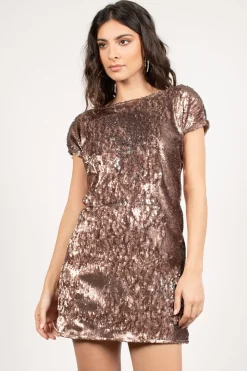 Tobi The Light Is Coming Sequin Open Back Mini Dress - Copper