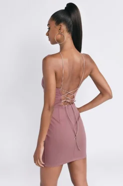 Tobi The Lowdown Open Back Bodycon Mini Dress - Rose