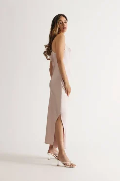 Tobi Theodora Satin Cowl Neck Midi Dress - Dark Navy