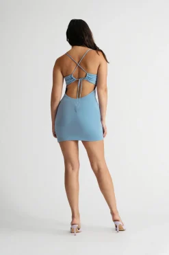 Tobi These Days Keyhole Backless Mini Dress - Blue