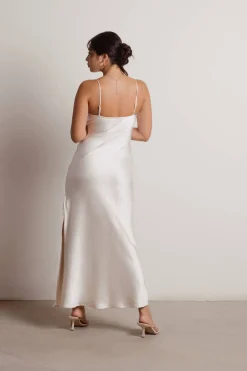 Tobi This Moment Satin Cowl Neck Maxi Dress - Terracotta