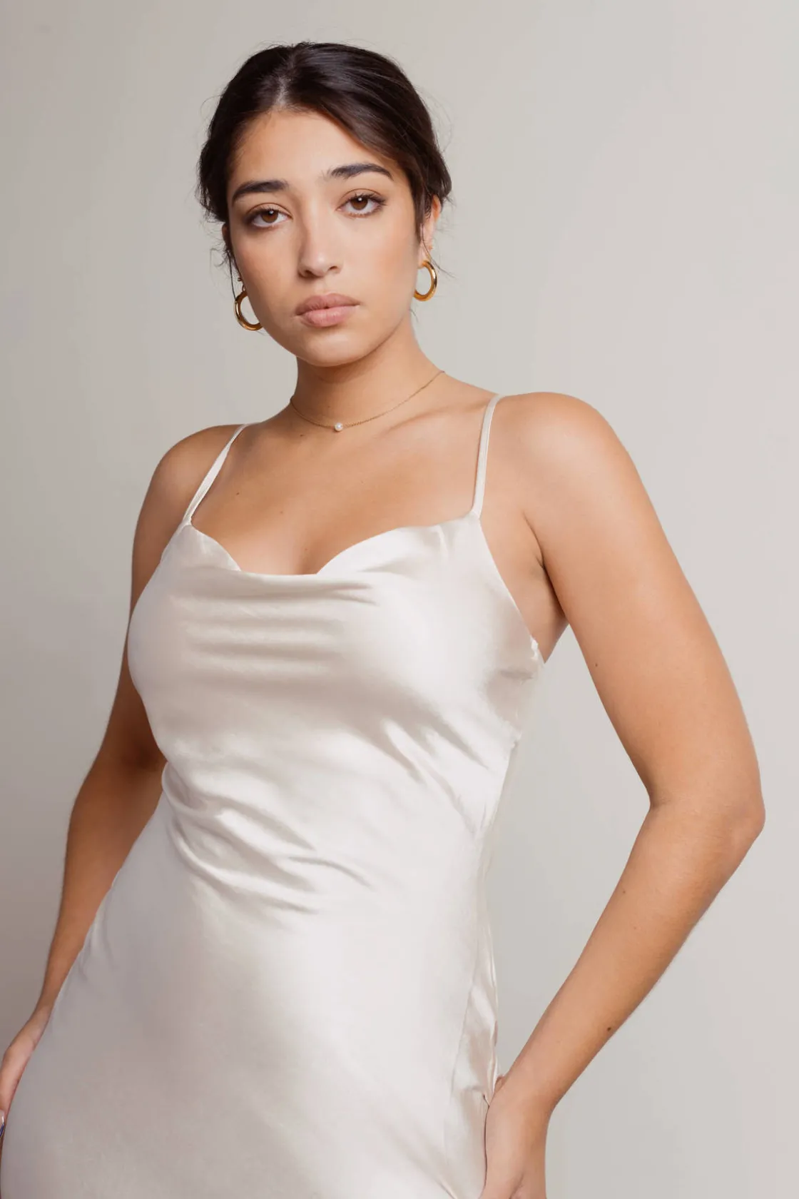 Tobi This Moment Satin Cowl Neck Maxi Dress - Terracotta