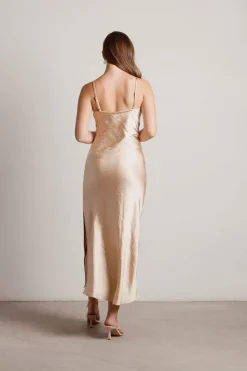 Tobi This Moment Satin Cowl Neck Maxi Dress - Terracotta