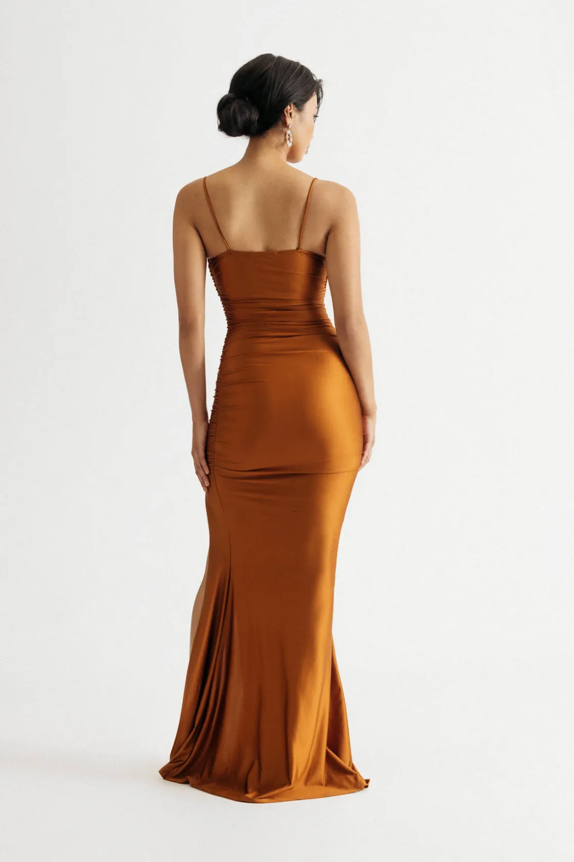 Tobi Time To Go High Slit Bodycon Maxi Dress - Copper Brown